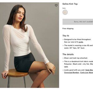Reformation Seline Knit Top in Ivory, Size Medium, NWT